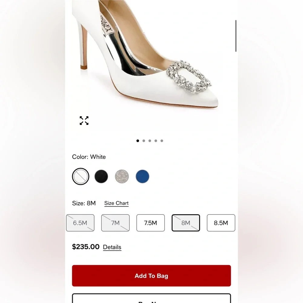 Badgley Mischka White Heels with Crystal Embellishment Size 8.5 - Picture 6 of 13